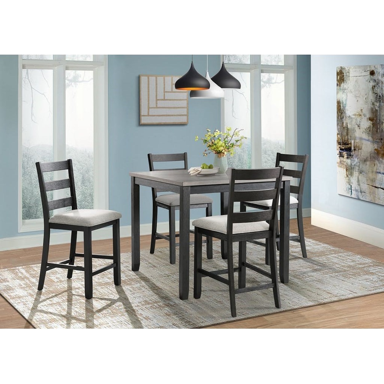 Elements Martin DMT3005CS Rustic Pub Table Dining Set for 4 Royal